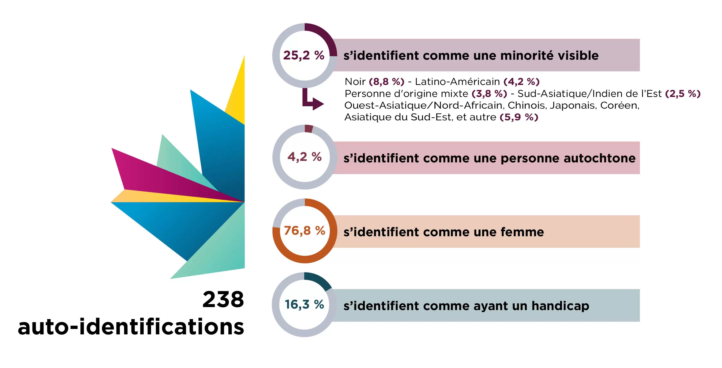 Graphique 1 - auto-identifications, une version textuelle suit